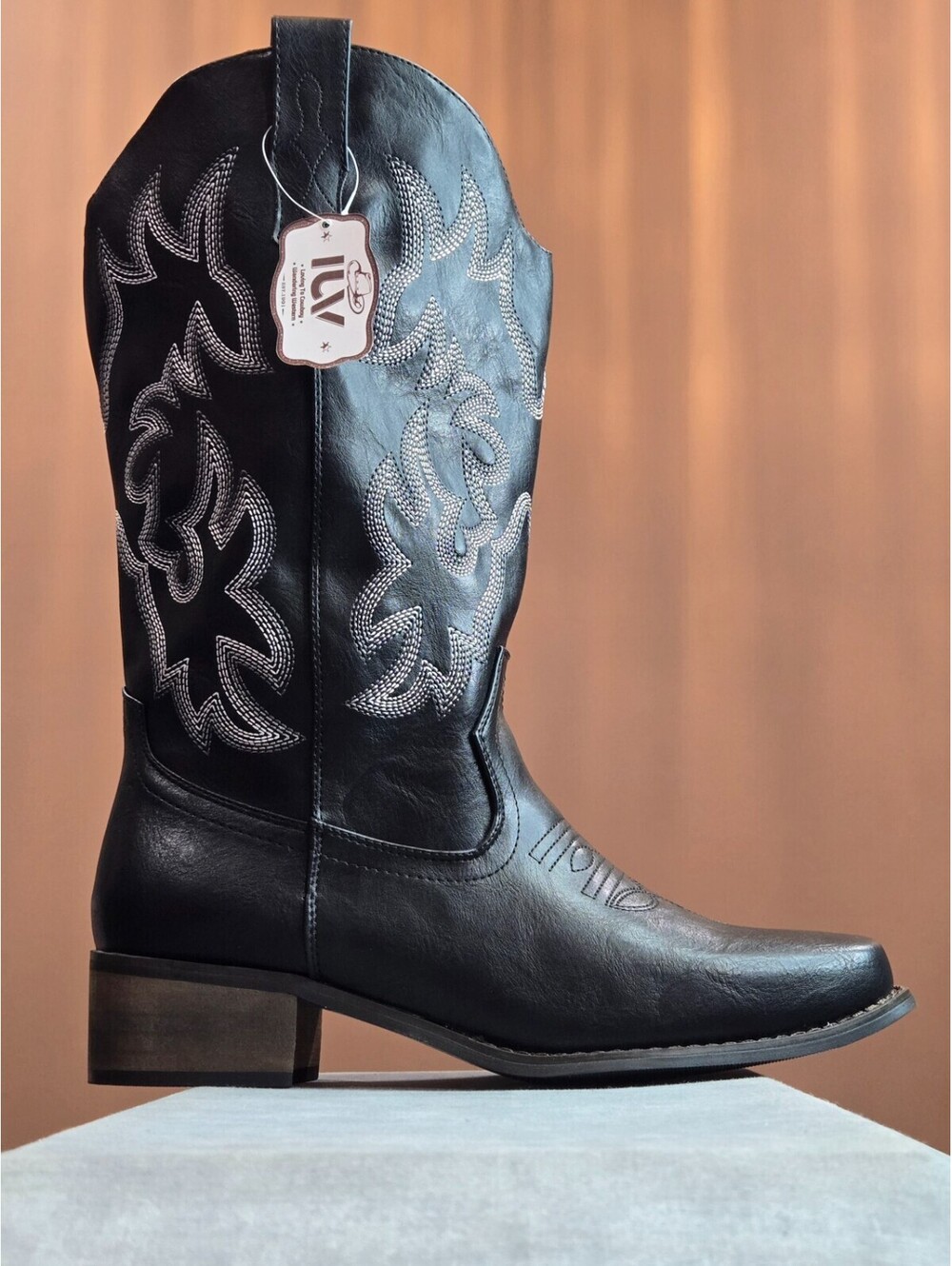 IUV Cowboy Boots, Square Toe - Black (CB021-BK) Women's 12 BRAND NEW IN BOX